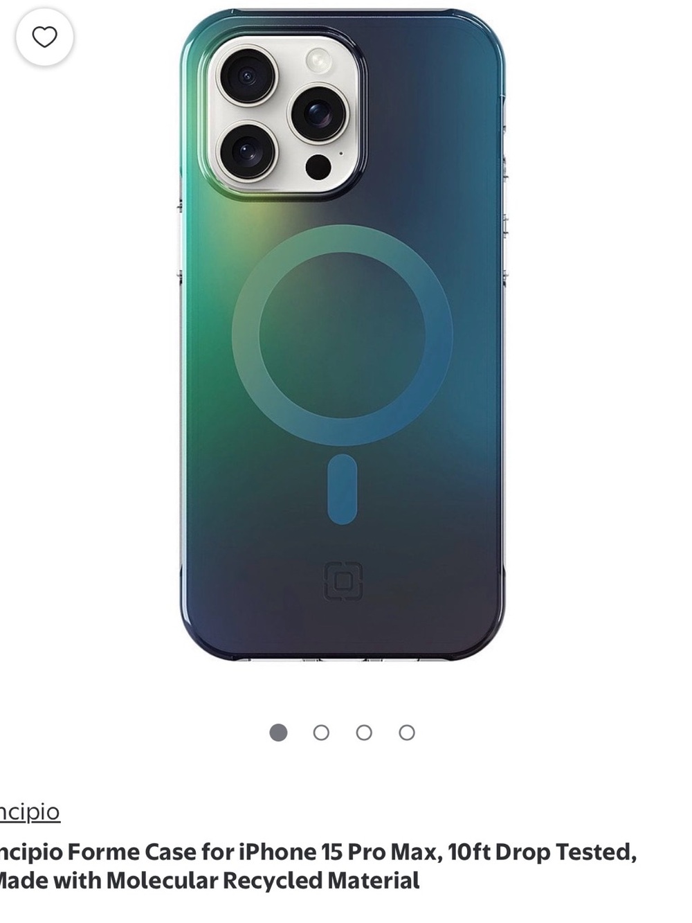 Incipio Forme MagSafe Case for iPhone 15 Pro Max - Iridescent Green/Blue Fade